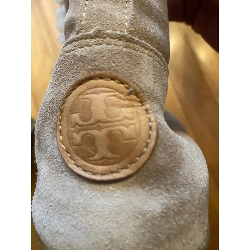 Tory Burch Buttery‎ Soft Suede Shearling Buckle Boots Tan Beige Women's Size 10
